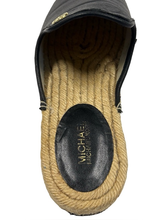 Michael Kors Hastings Leather Espadrille Mule Black Logo Slide Slip On Size 7 - Picture 10 of 12